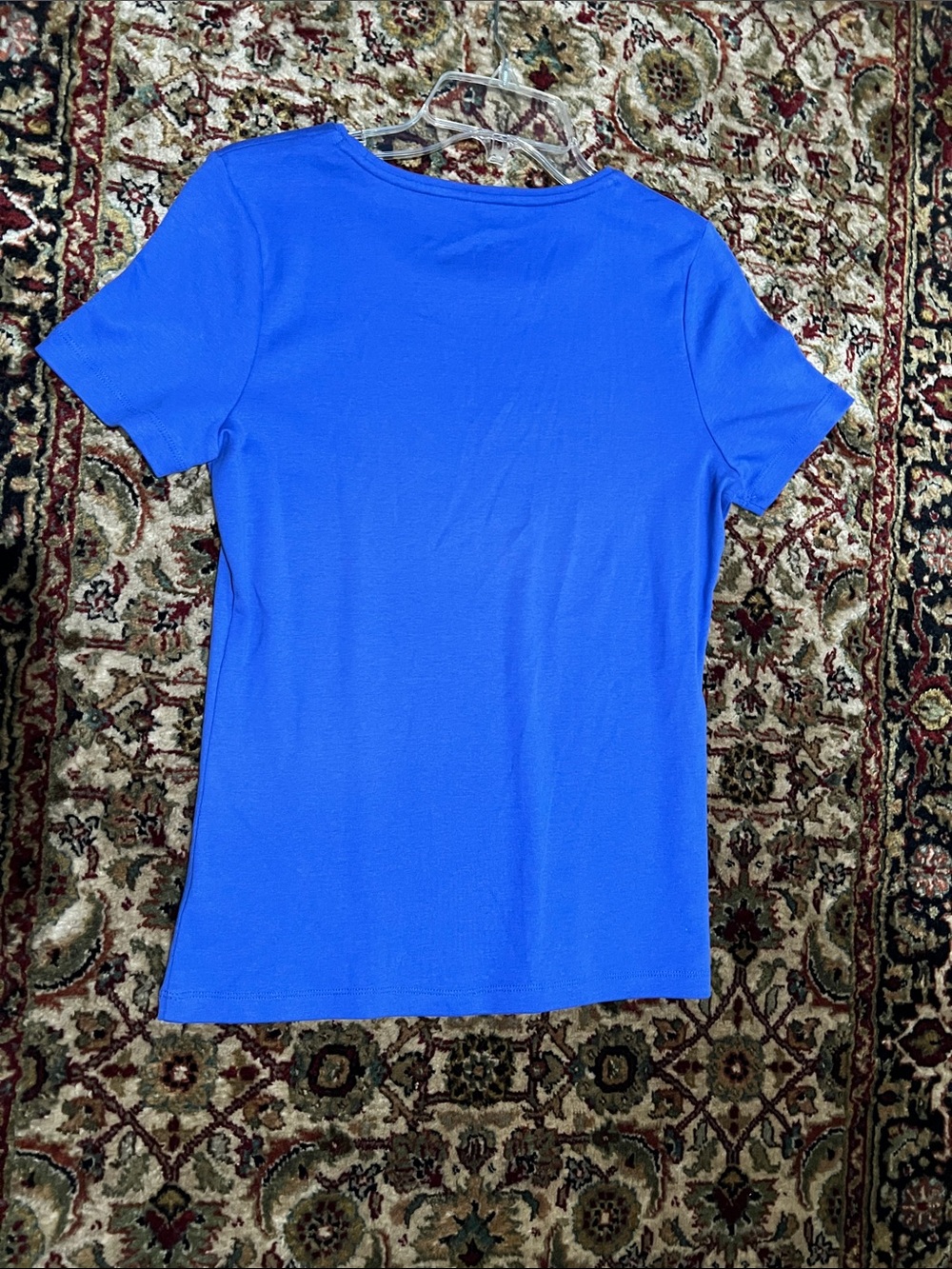 Talbots Short Sleeve Crewneck Tee in Bright Blue Size Medium Petite - Picture 3 of 5
